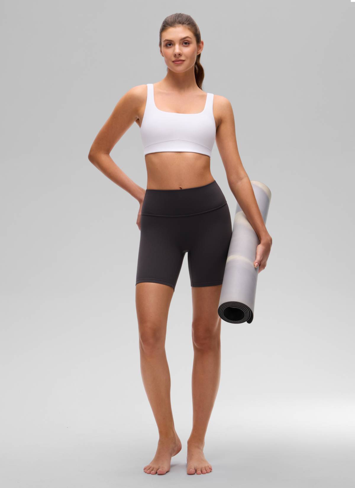 Áo lót thể thao CRZ YOGA dành cho nữ, kiểu dáng " Butterluxe ", cổ chữ U, độ nâng đỡ nhẹ, màu trắng