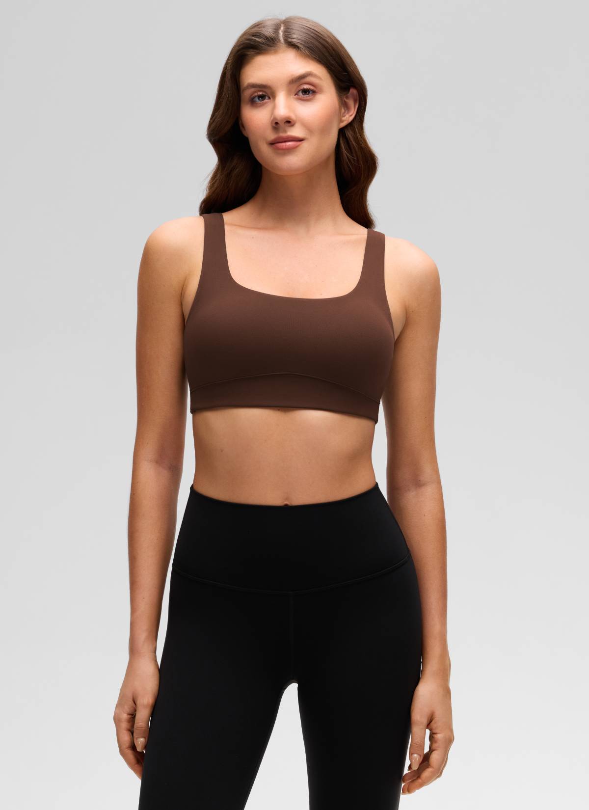 Áo lót thể thao CRZ YOGA dành cho nữ, kiểu dáng " Butterluxe ", cổ chữ U, độ nâng đỡ nhẹ, màu nâu Lava