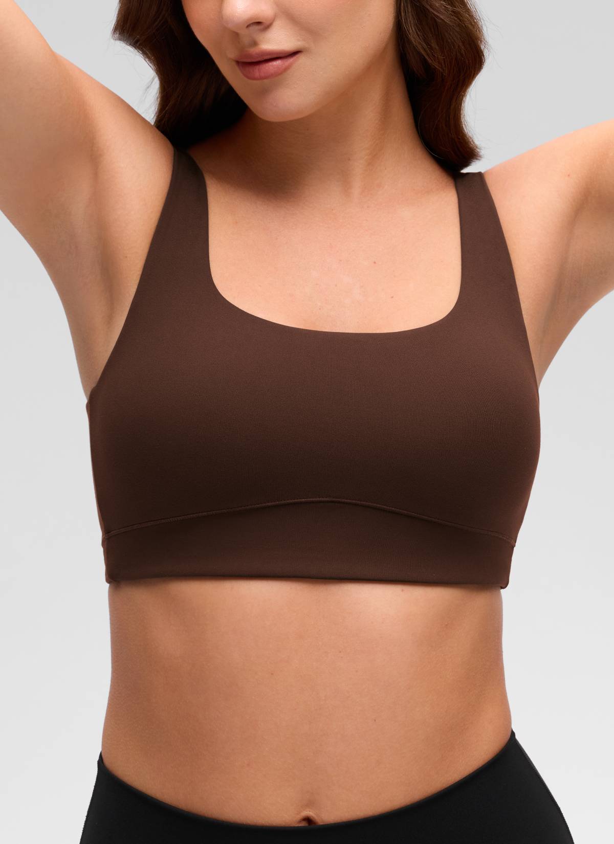 Áo lót thể thao CRZ YOGA dành cho nữ, kiểu dáng " Butterluxe ", cổ chữ U, độ nâng đỡ nhẹ, màu nâu Lava
