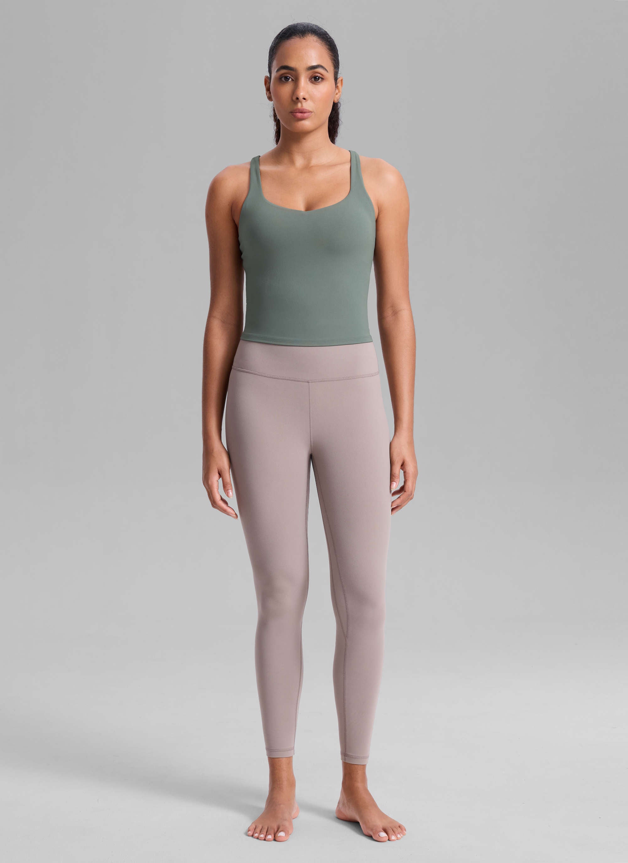 Butterlift CRZ YOGA Áo thun tập luyện dành cho nữ kiểu cổ chữ V, lưng khoét sâu, có áo lót tích hợp, màu xám Sage