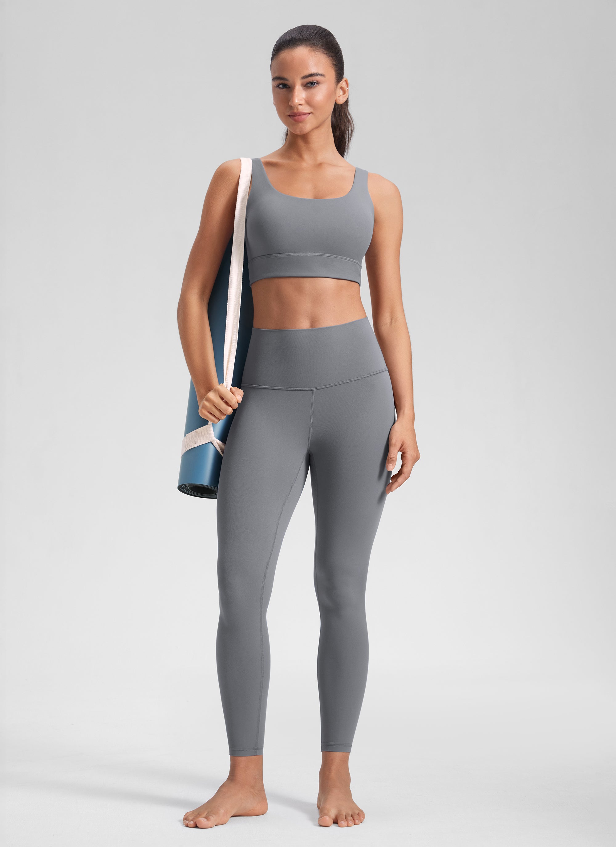 CRZ YOGA Quần legging yoga nữ kiểu Lounge High Rise, chất liệu vải dệt kim co giãn ( Butterluxe ), chiều dài 25 inch, màu xám Solar Grey
