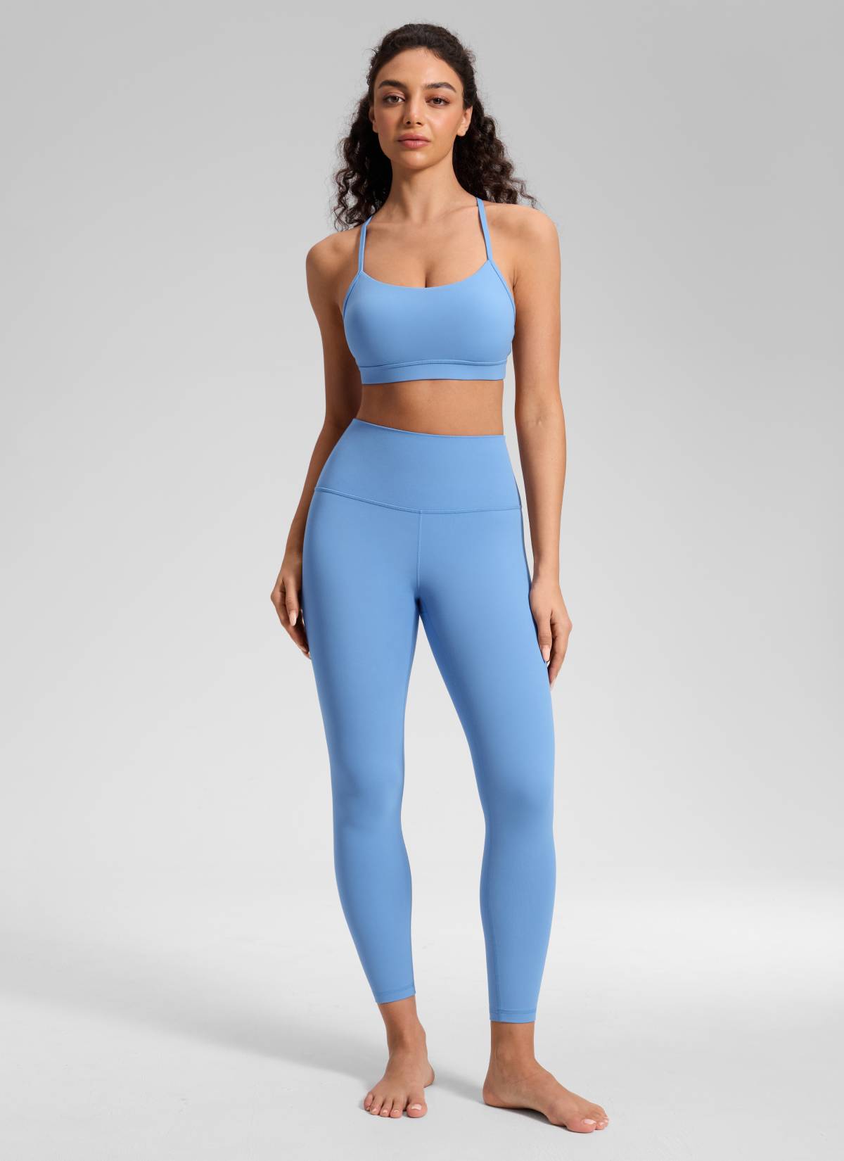 CRZ YOGA - Quần legging yoga nữ kiểu dáng thoải mái, cạp cao, chất liệu vải thun co giãn ( Butterluxe ), chiều dài 25 inch, màu xanh Party Blue