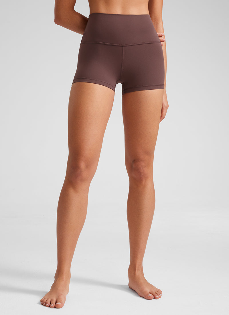 CRZ YOGA Quần short đạp xe dành cho nữ kiểu yoga cạp cao, thiết kế ôm mông ( Butterluxe ), chiều dài 2,5 inch, màu xám nâu