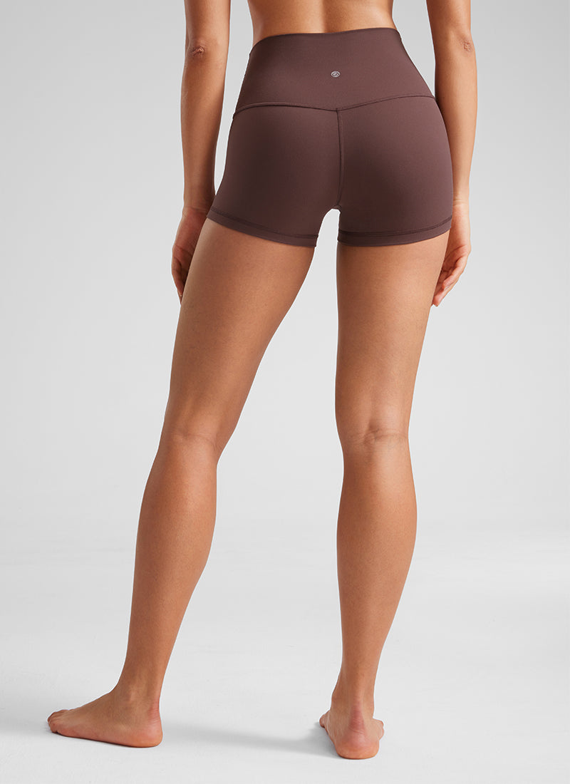 CRZ YOGA Quần short đạp xe dành cho nữ kiểu yoga cạp cao, thiết kế ôm mông ( Butterluxe ), chiều dài 2,5 inch, màu xám nâu