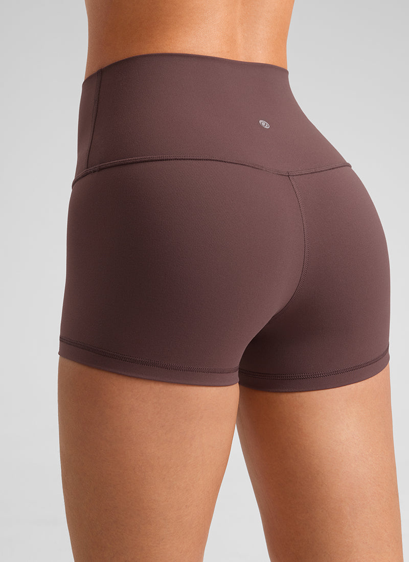 CRZ YOGA Quần short đạp xe dành cho nữ kiểu yoga cạp cao, thiết kế ôm mông ( Butterluxe ), chiều dài 2,5 inch, màu xám nâu