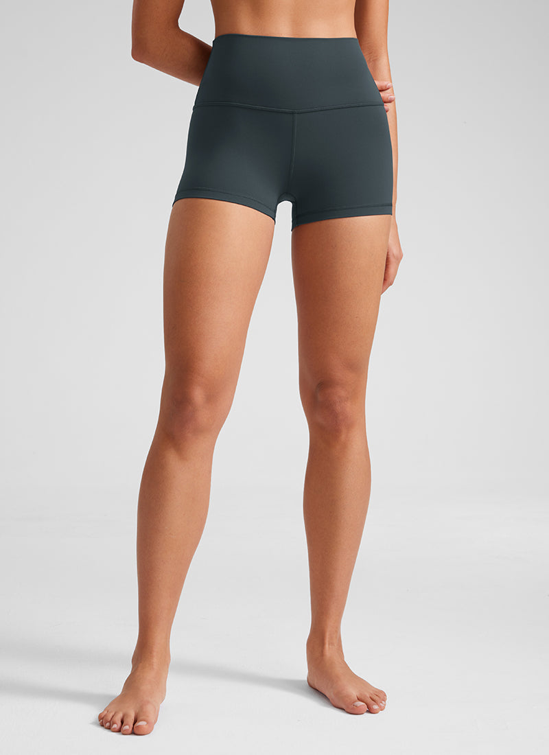 CRZ YOGA Quần short đạp xe kiểu biker dành cho nữ, thiết kế cạp cao tôn vòng 3, chất liệu vải " Butterluxe ", chiều cao 2,5 inch, màu xanh lá đậm