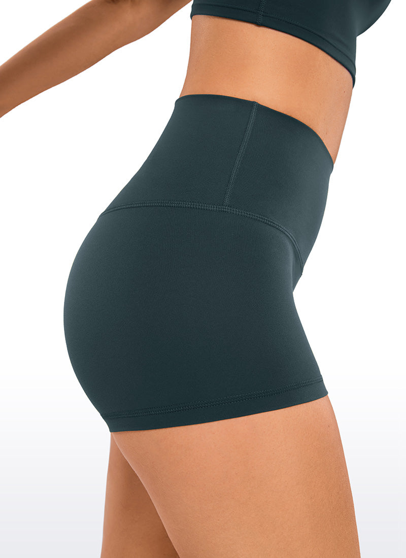 CRZ YOGA Quần short đạp xe dành cho nữ kiểu yoga cạp cao, thiết kế ôm mông ( Butterluxe ), chiều cao 2,5 inch, màu xanh lá rừng đậm