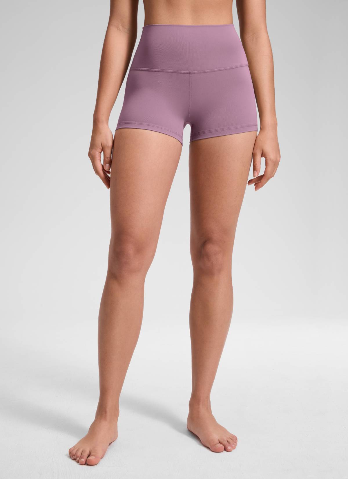 CRZ YOGA Quần short đạp xe dành cho nữ kiểu yoga cạp cao, thiết kế ôm mông ( Butterluxe ), chiều dài 2,5 inch, màu hoa oải hương nhạt