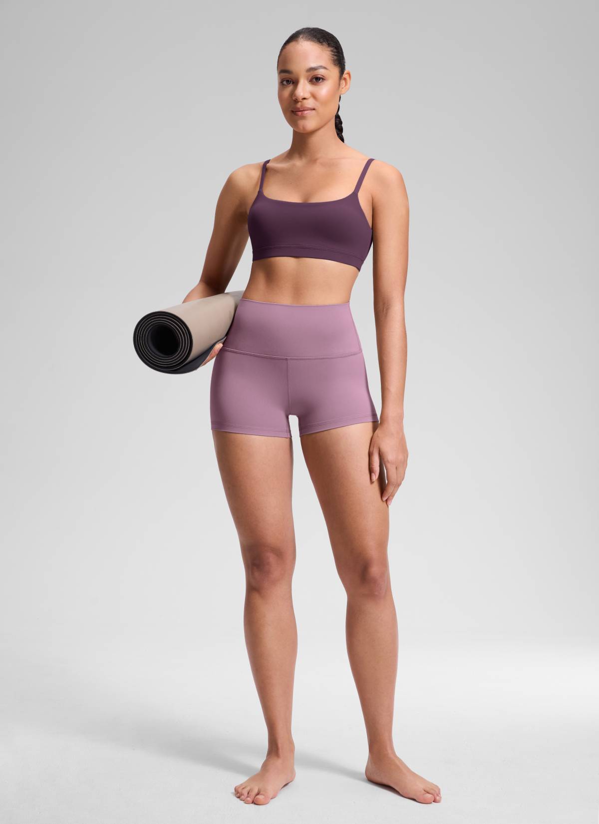 CRZ YOGA Quần short đạp xe dành cho nữ kiểu yoga cạp cao, thiết kế ôm mông ( Butterluxe ), chiều dài 2,5 inch, màu hoa oải hương nhạt