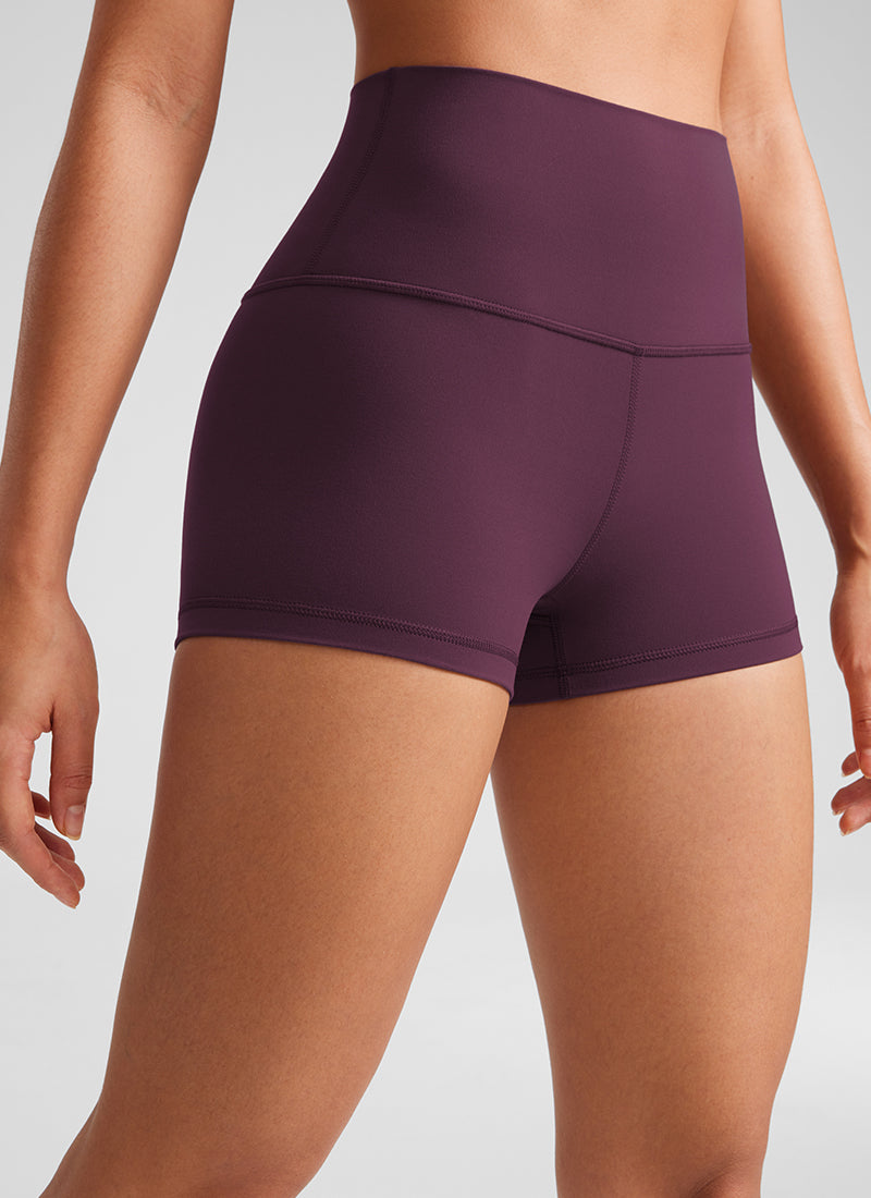CRZ YOGA Quần short đạp xe dành cho nữ kiểu yoga cạp cao, thiết kế ôm mông ( Butterluxe ), chiều dài 2,5 inch, màu tím đậm