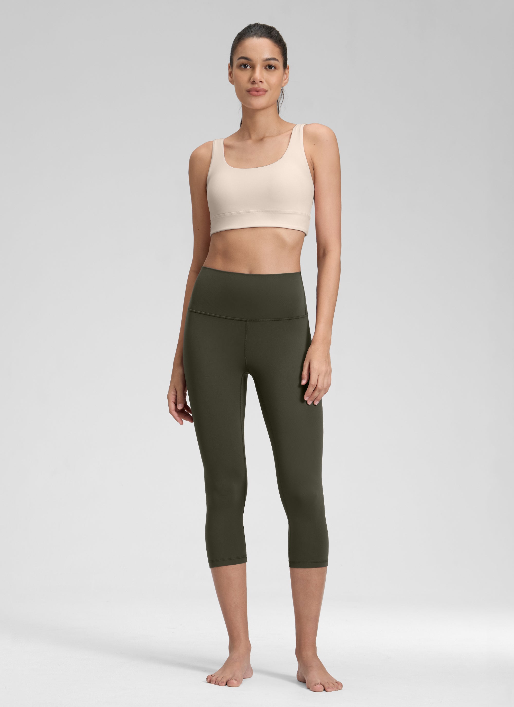 CRZ YOGA Quần legging yoga nữ kiểu Lounge High Rise, chất liệu vải dệt kim co giãn ( Butterluxe ), chiều dài 19 inch, màu xanh ô liu