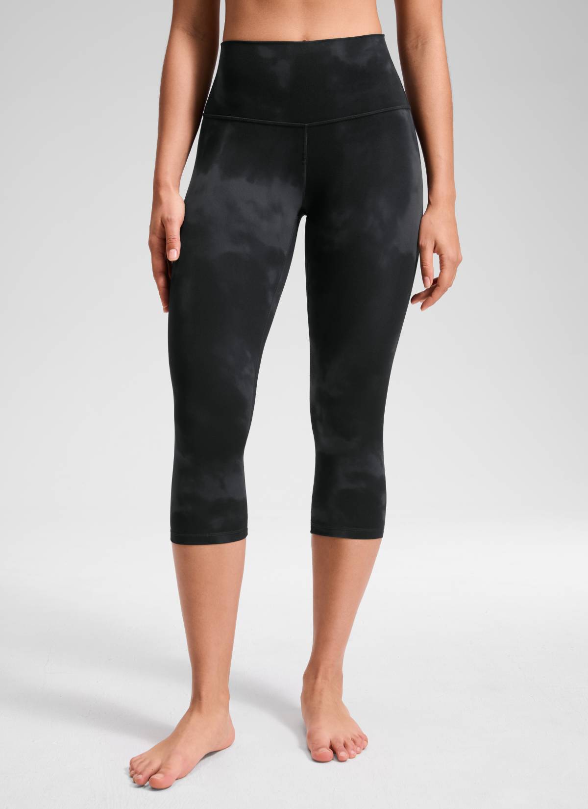 CRZ YOGA - Quần legging yoga nữ kiểu Lounge High Rise, chất liệu vải dệt kim sợi tự nhiên ( Butterluxe ), chiều dài 19 inch, màu đen, họa tiết hoa Tie Dye
