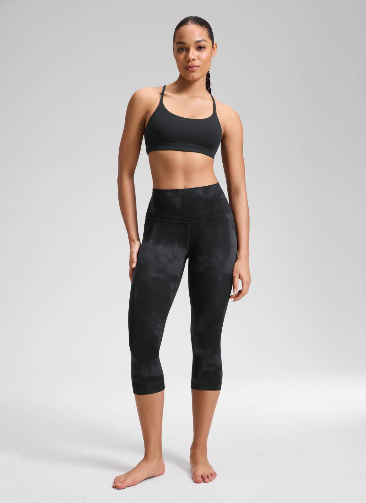 CRZ YOGA - Quần legging yoga nữ kiểu Lounge High Rise, chất liệu vải dệt kim sợi tự nhiên ( Butterluxe ), chiều dài 19 inch, màu đen, họa tiết hoa Tie Dye