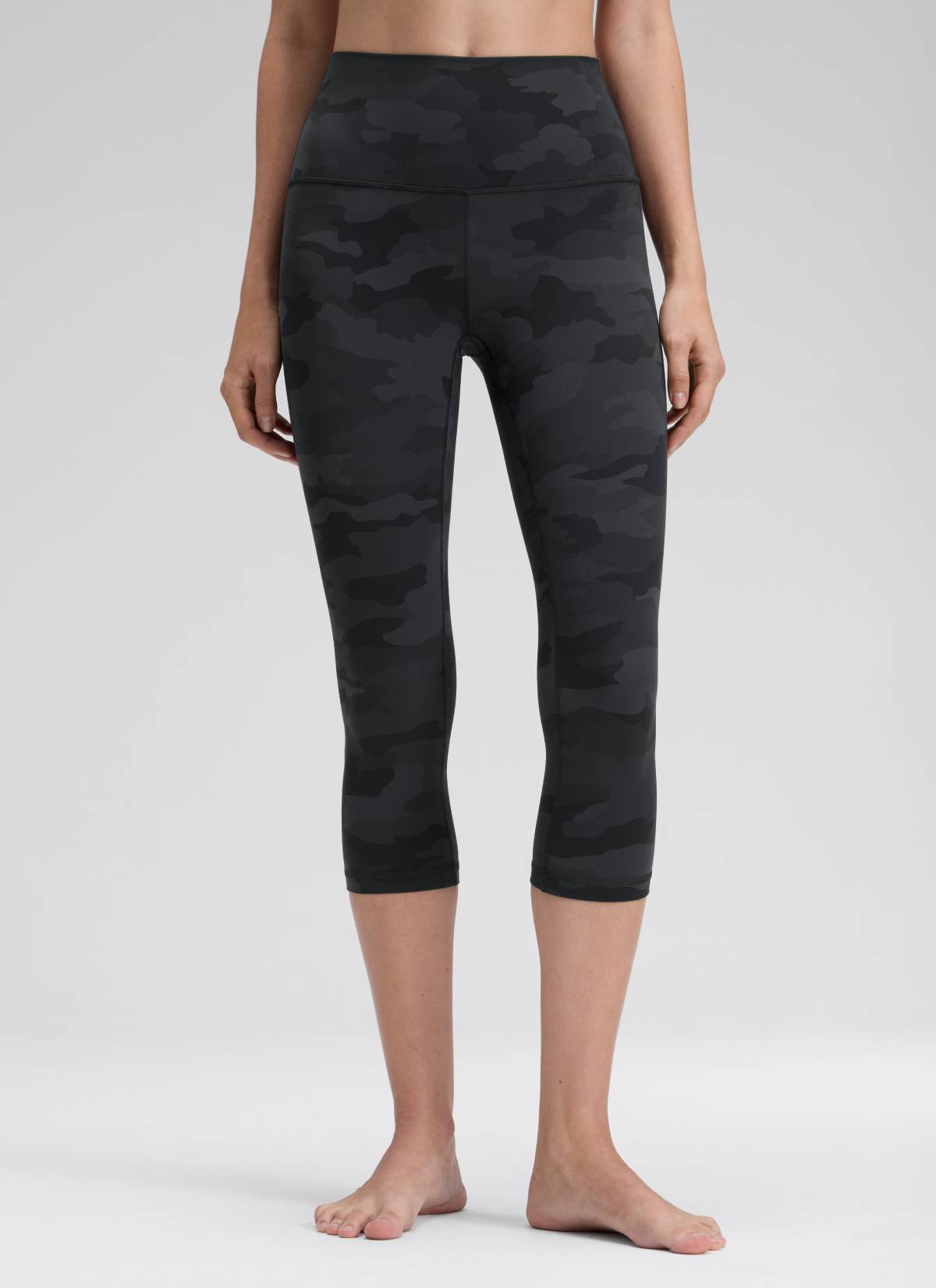 CRZ YOGA Quần legging yoga nữ kiểu Lounge High Rise, chất liệu vải dệt kim co giãn ( Butterluxe ), chiều dài 19 inch, màu xám đậm họa tiết ngụy trang, size 2