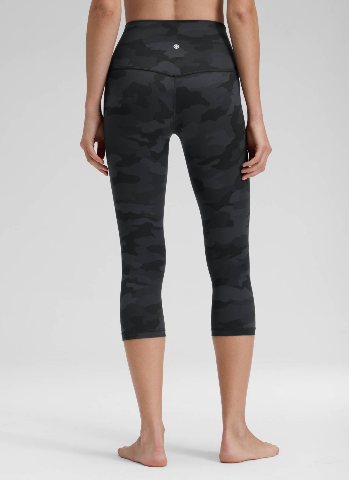 CRZ YOGA Quần legging yoga nữ kiểu Lounge High Rise, chất liệu vải dệt kim co giãn ( Butterluxe ), chiều dài 19 inch, màu xám đậm họa tiết ngụy trang, size 2