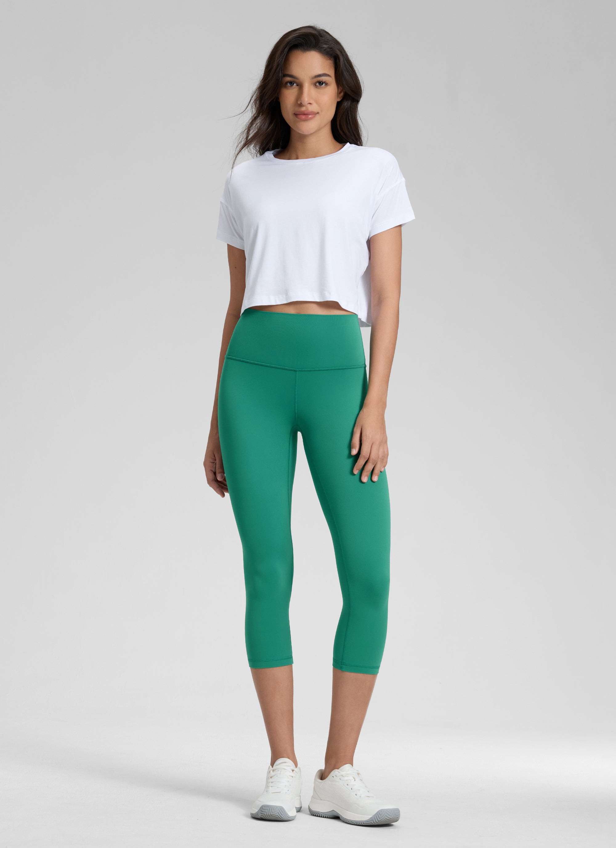 CRZ YOGA Quần legging yoga nữ kiểu Lounge High Rise, chất liệu vải dệt kim co giãn ( Butterluxe ), chiều dài 19 inch, màu xanh Cascadia