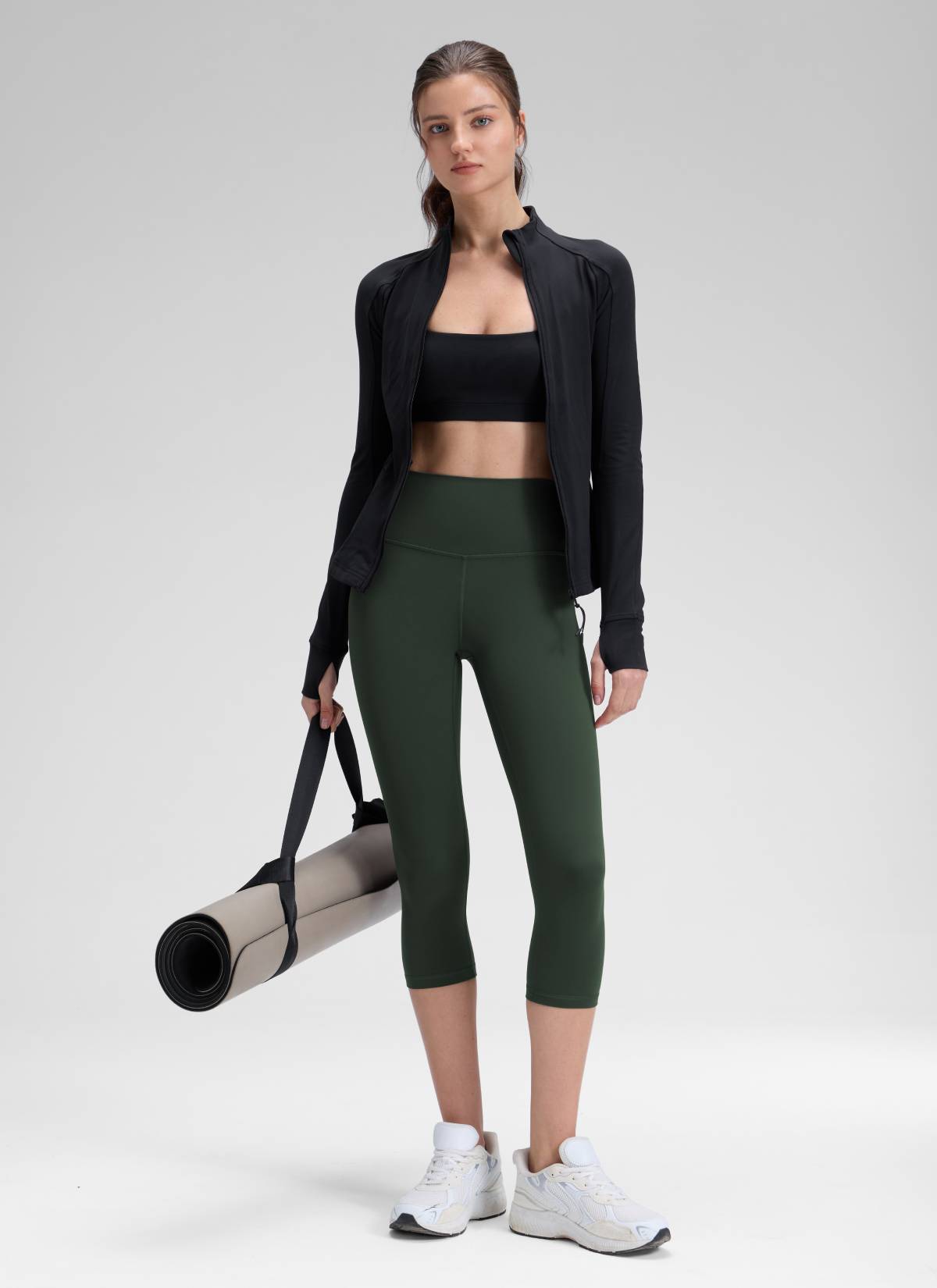 CRZ YOGA Quần legging yoga nữ kiểu Lounge High Rise, chất liệu vải dệt kim co giãn ( Butterluxe ), chiều dài 19 inch, màu Legend Green