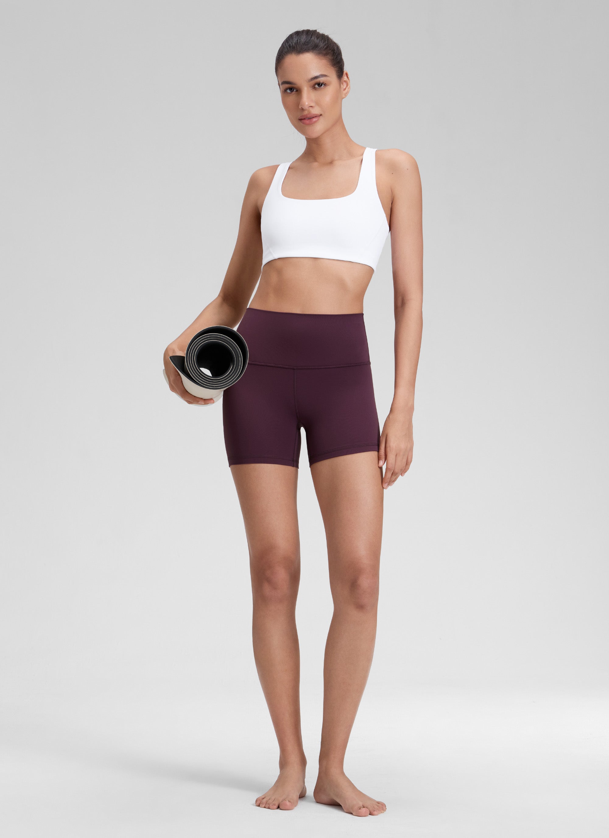Quần short yoga cạp cao dành cho nữ CRZ YOGA - Quần short kiểu biker " Butterluxe " - Chiều dài 4 inch - Màu tím đậm