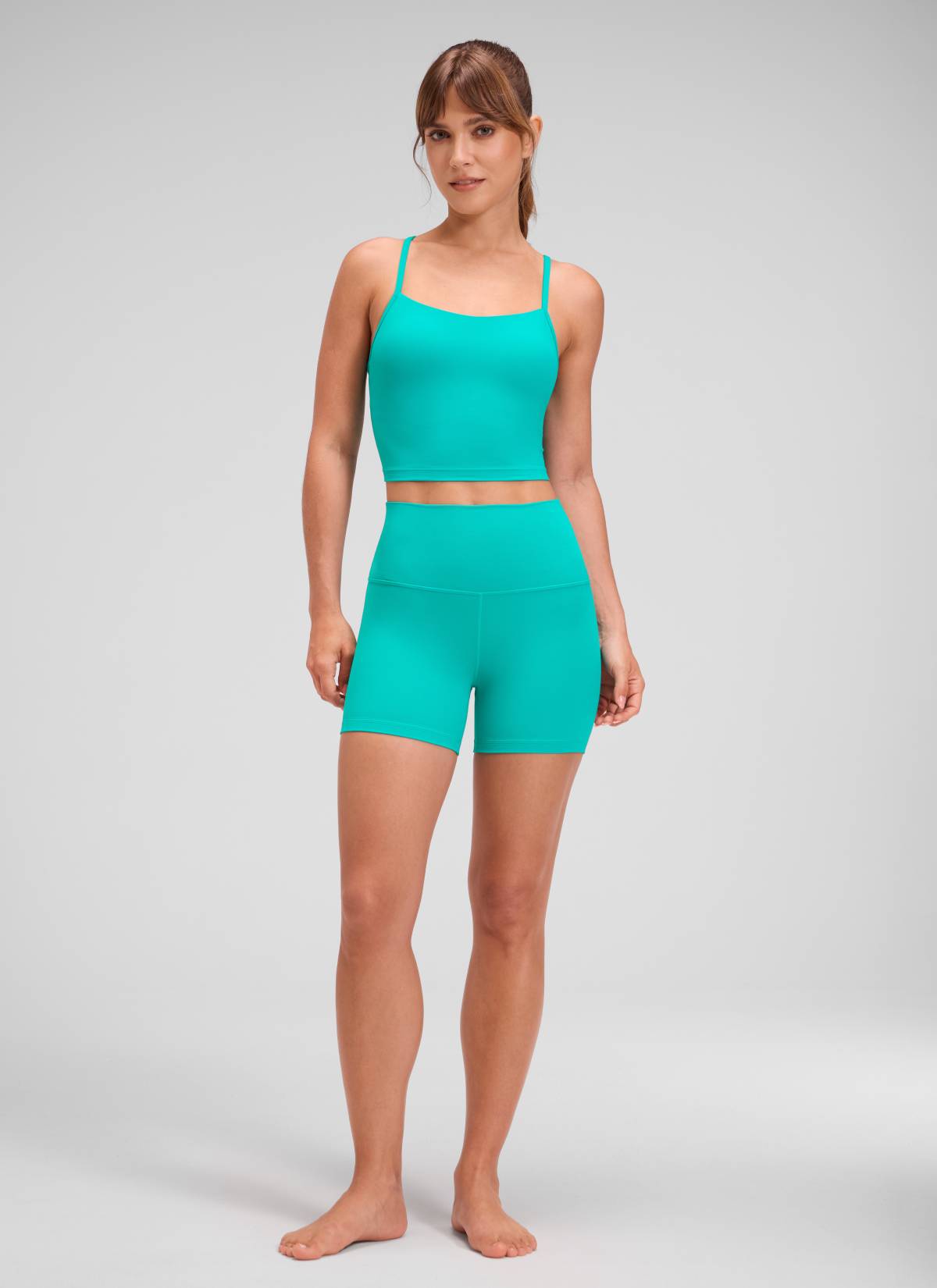 Quần short yoga cạp cao dành cho nữ CRZ YOGA - Quần short kiểu biker " Butterluxe " 4'' màu xanh teal nhiệt đới