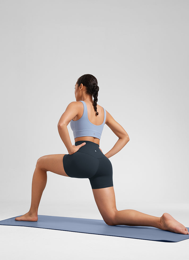 Quần short yoga cạp cao dành cho nữ CRZ YOGA - Quần short kiểu biker " Butterluxe " 4'' Màu xanh navy đậm