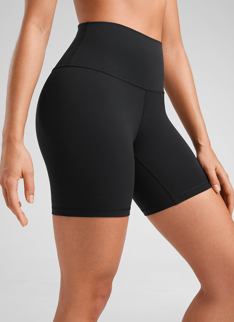 Quần short yoga cạp cao dành cho nữ CRZ YOGA - Quần short kiểu biker " Butterluxe " 6'' màu đen