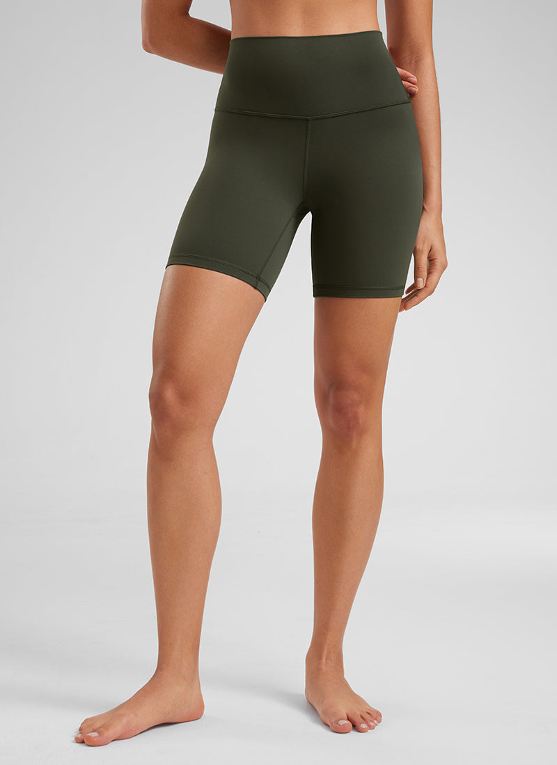 Quần short yoga cạp cao dành cho nữ CRZ YOGA - Quần short kiểu biker " Butterluxe " 6'' màu xanh ô liu