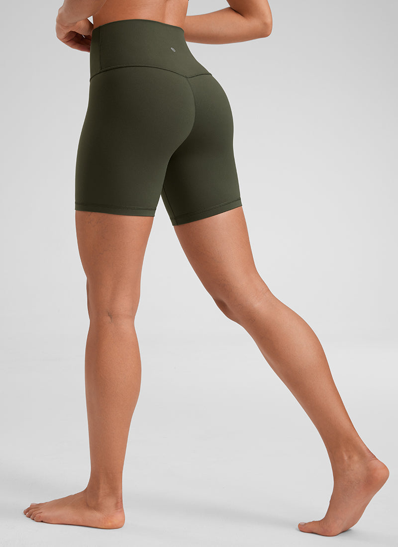 Quần short yoga cạp cao dành cho nữ CRZ YOGA - Quần short kiểu biker " Butterluxe " 6'' màu xanh ô liu