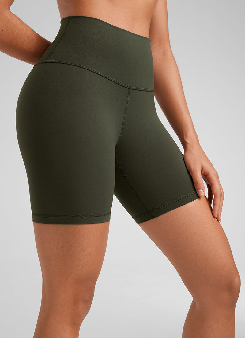 Quần short yoga cạp cao dành cho nữ CRZ YOGA - Quần short kiểu biker " Butterluxe " 6'' màu xanh ô liu