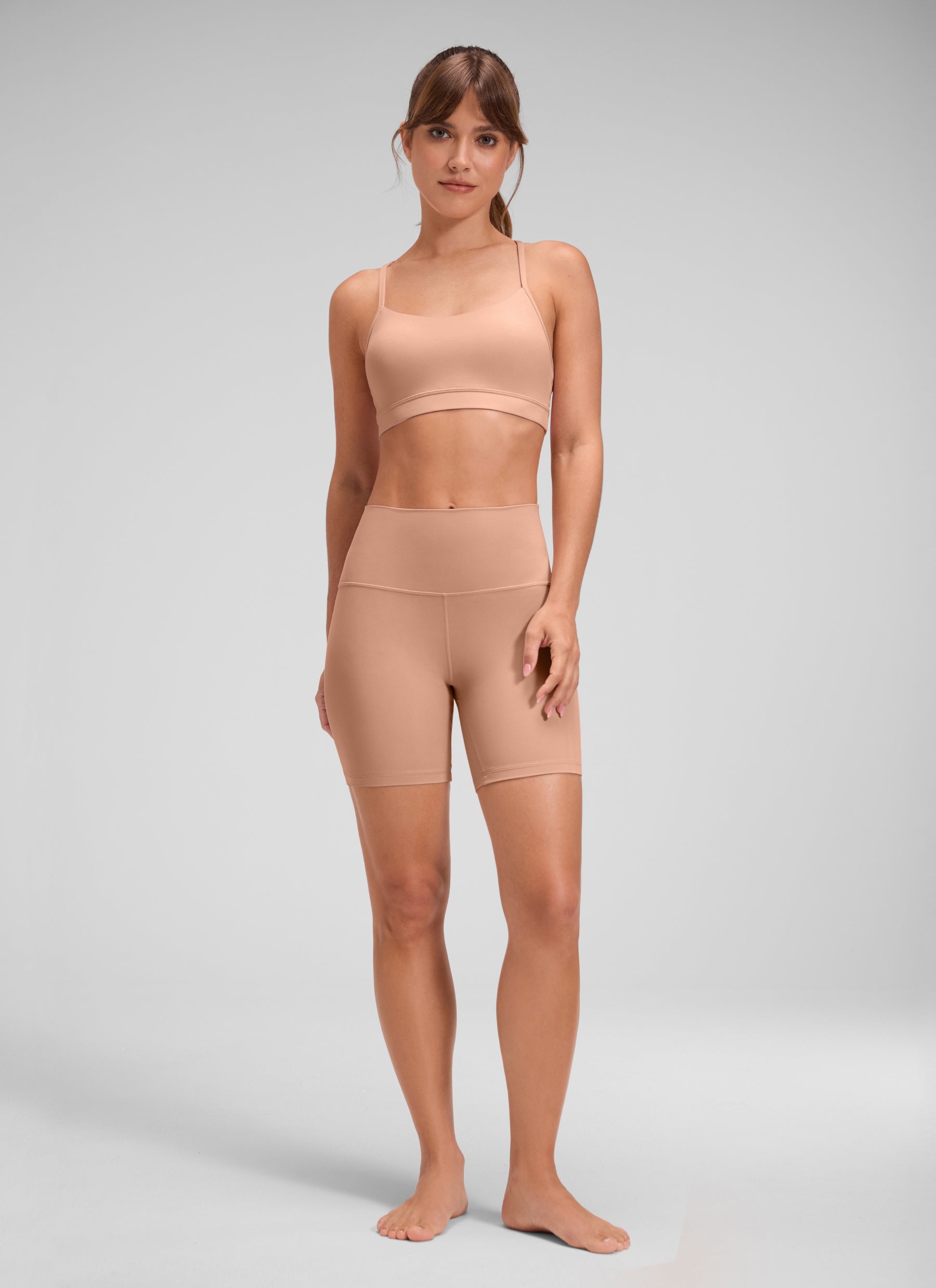 Quần short yoga cạp cao dành cho nữ CRZ YOGA - Quần short kiểu biker " Butterluxe " 6'' màu Mocha Mousse