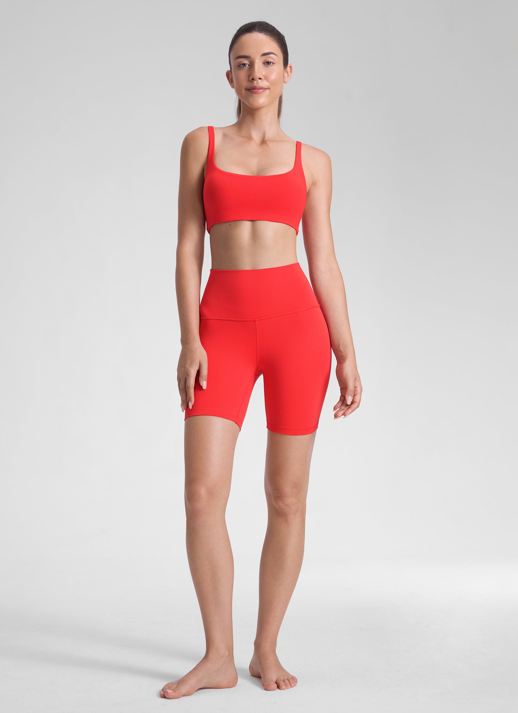 Quần short yoga cạp cao dành cho nữ CRZ YOGA - Quần short kiểu biker " Butterluxe " - Chiều dài 6 inch - Màu đỏ đậm
