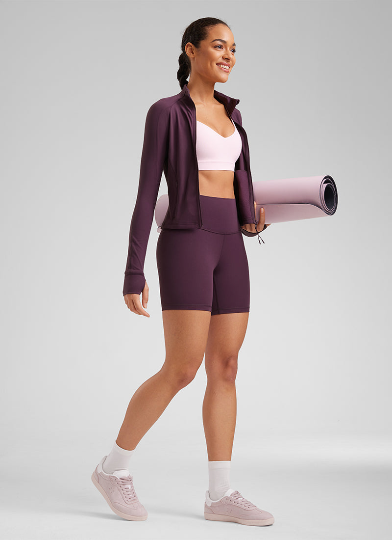 Quần short yoga cạp cao dành cho nữ CRZ YOGA - Quần short kiểu biker " Butterluxe " - Chiều dài 6'' - Màu tím đậm