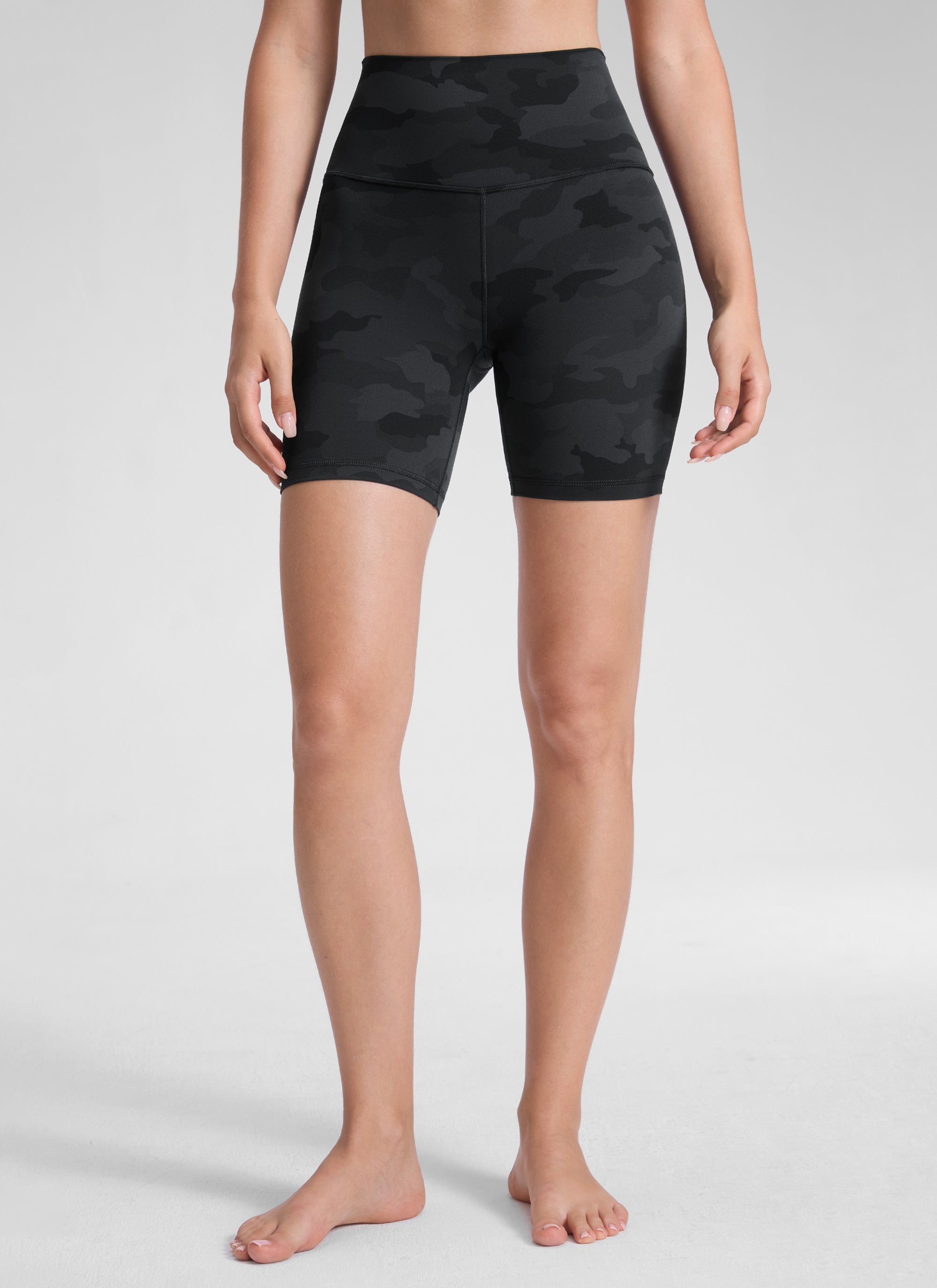 Quần short yoga cạp cao dành cho nữ CRZ YOGA - Quần short kiểu biker " Butterluxe " 6'' Màu xám đậm họa tiết rằn ri 2