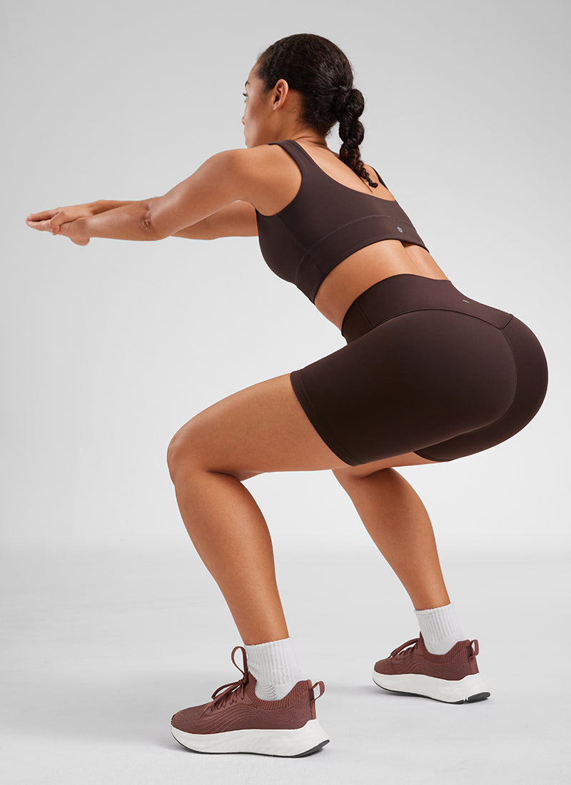 Quần short yoga cạp cao dành cho nữ CRZ YOGA - Quần short kiểu biker " Butterluxe " 6'' màu nâu sô-cô-la nóng