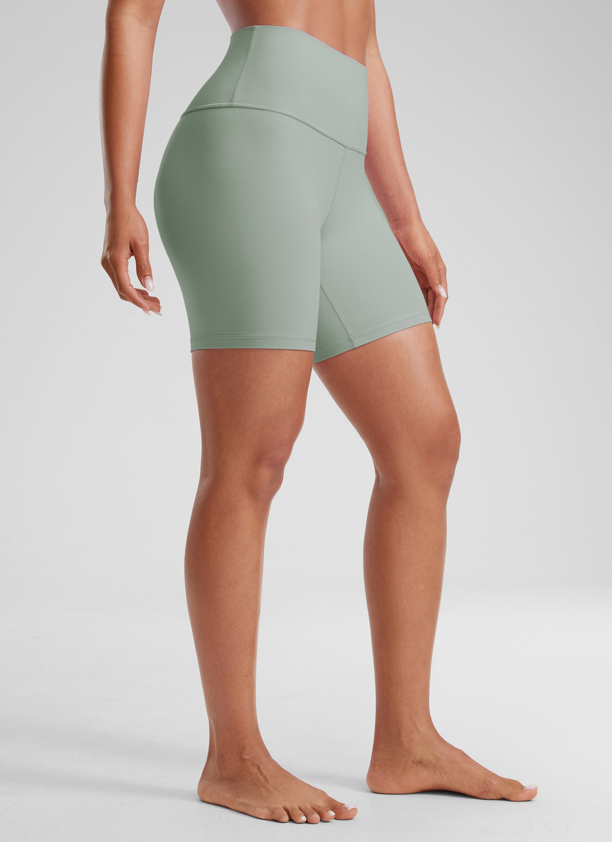 Quần short yoga cạp cao dành cho nữ CRZ YOGA - Quần short " Butterluxe " 6'' màu xanh lá cây Palm Court