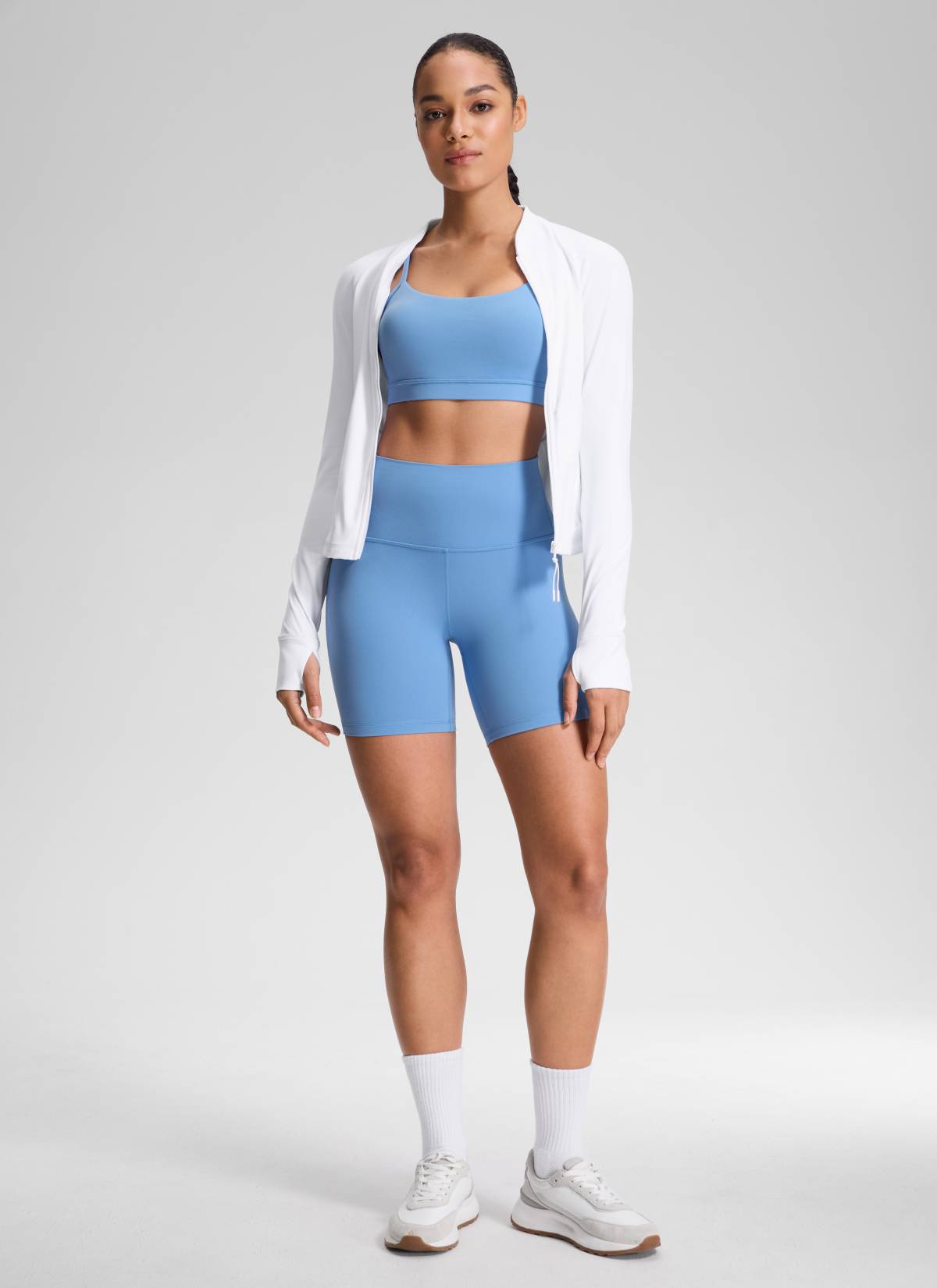 Quần short yoga cạp cao dành cho nữ CRZ YOGA - Quần short kiểu biker " Butterluxe " 6'' màu xanh Party Blue