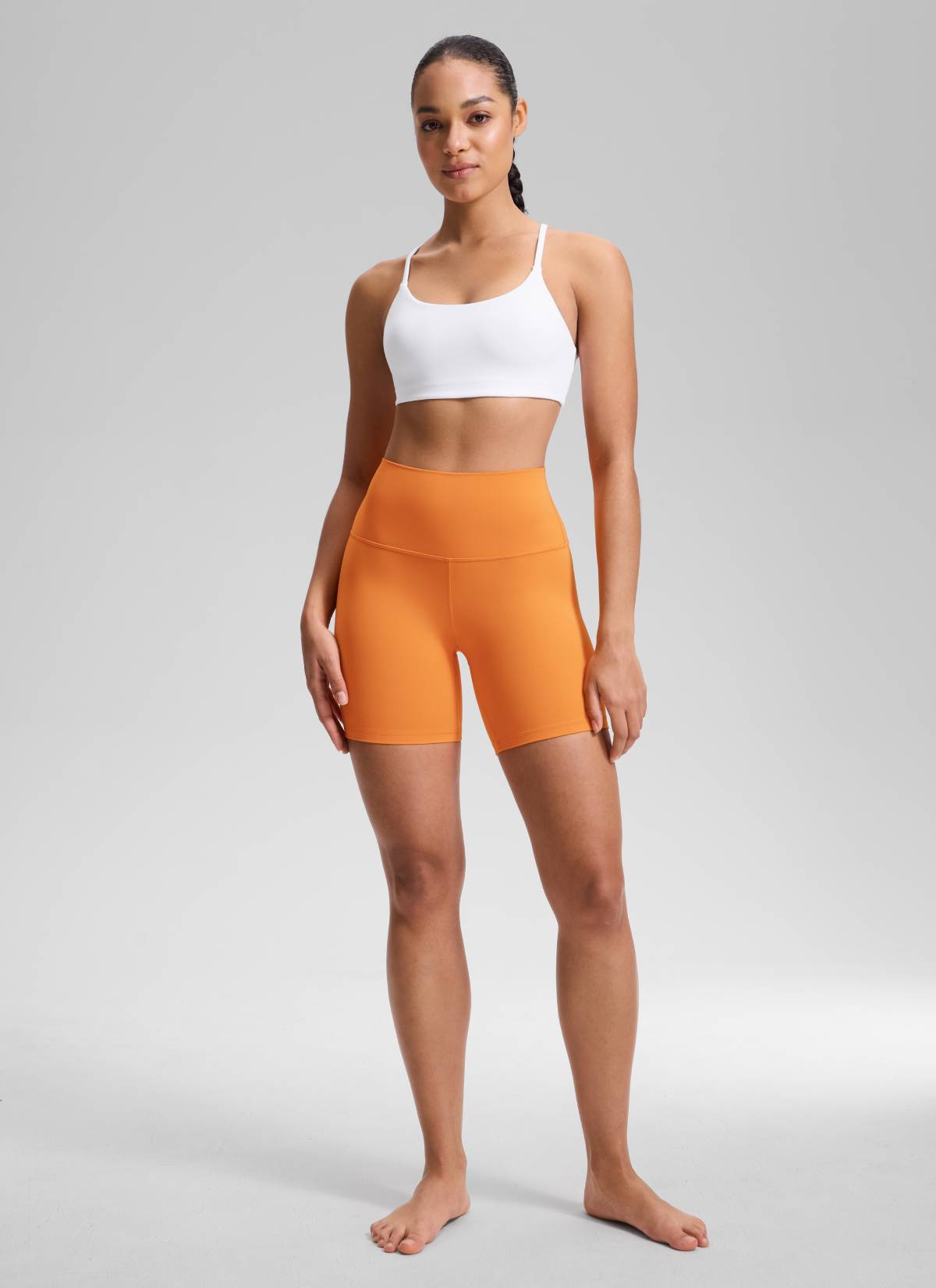 Quần short yoga cạp cao dành cho nữ CRZ YOGA - Quần short " Butterluxe " 6'' màu cam hổ