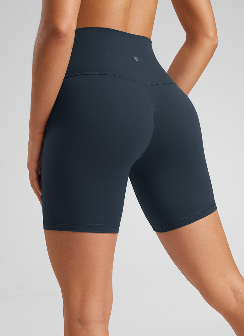 Quần short yoga cạp cao dành cho nữ CRZ YOGA - Quần short kiểu biker " Butterluxe " - Chiều dài 6'' - Màu xanh hải quân đích thực