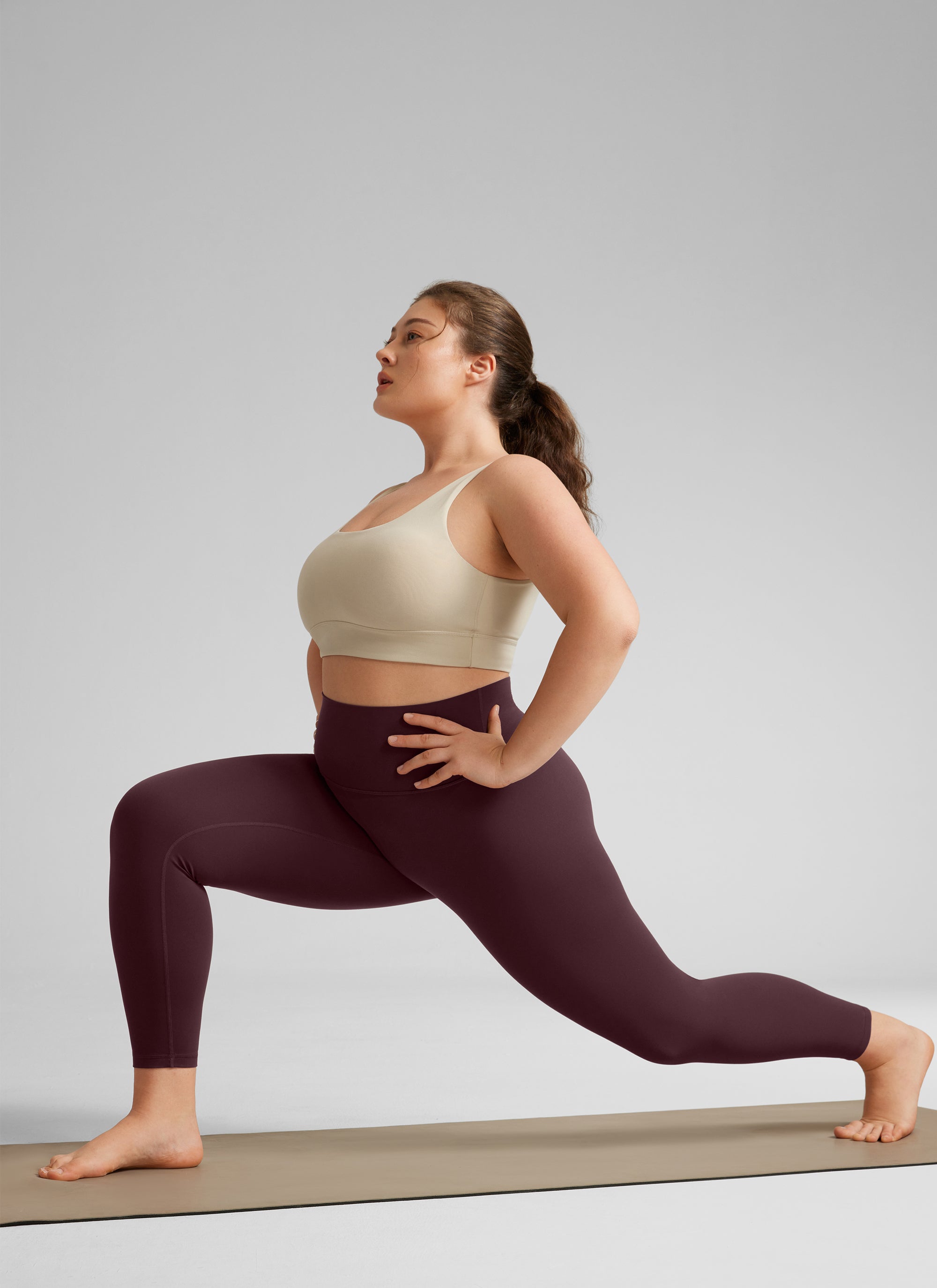 CRZ YOGA Quần legging yoga nữ cạp cao dành cho người có vóc dáng đầy đặn, chất liệu vải co giãn cao cấp ( Butterluxe ), chiều dài 25 inch, màu Ripe Plum