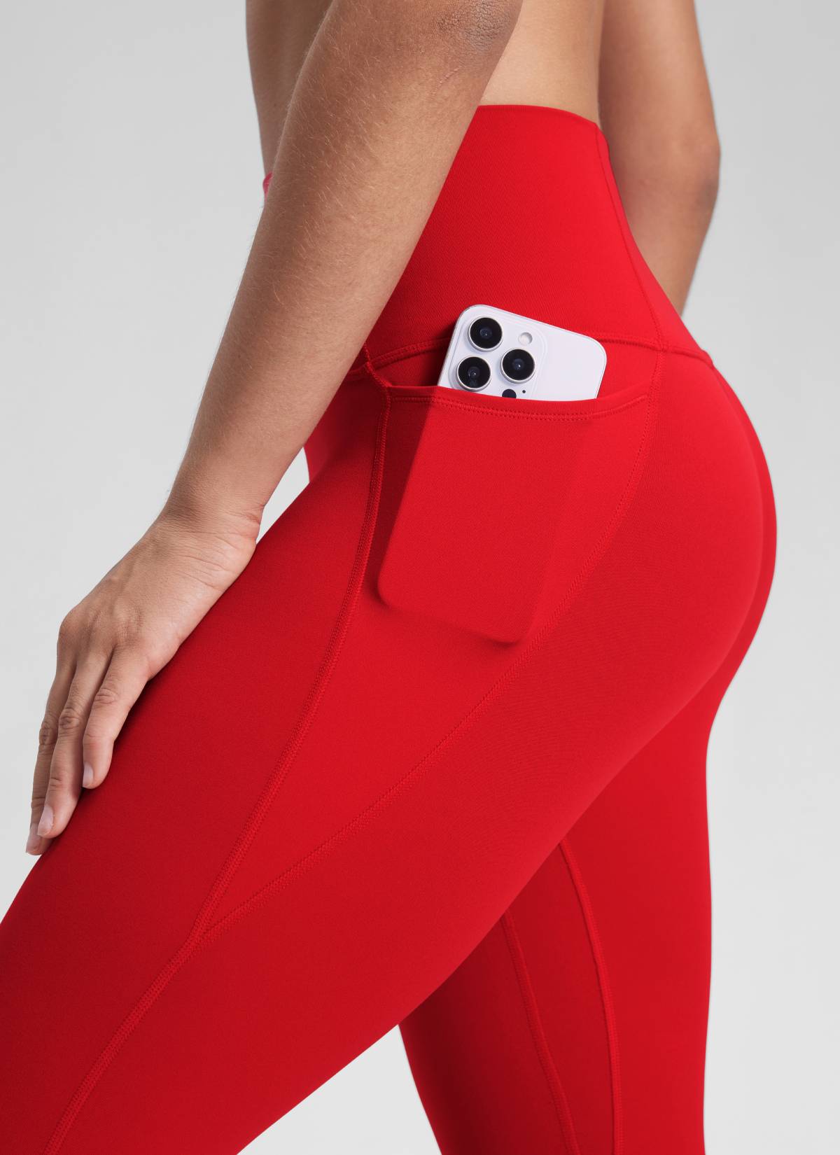 CRZ YOGA Women's Yoga Lounge High Rise Butterluxe Pocket Leggings 25'' Red Chili