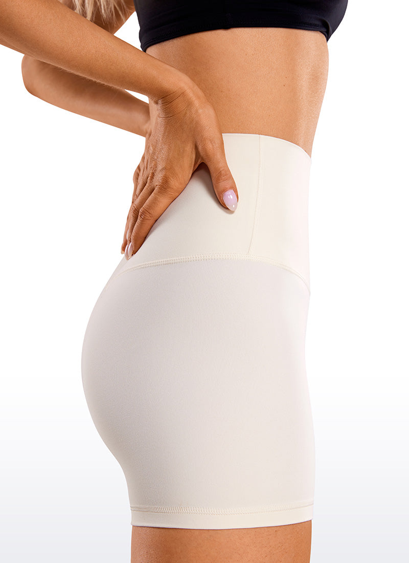 Quần short yoga cạp cao dành cho nữ CRZ YOGA - Quần short kiểu biker " Butterluxe " 4'' Màu trắng và màu mơ