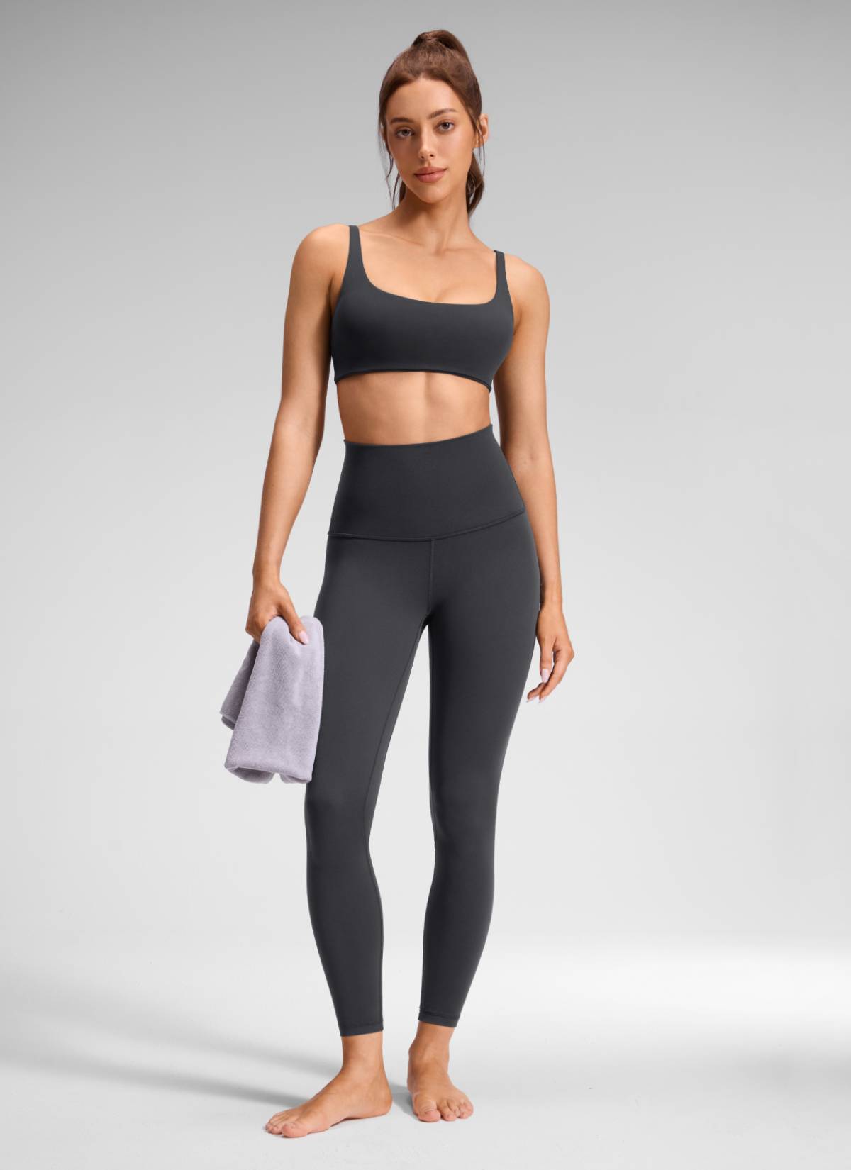 CRZ YOGA Quần legging yoga nữ kiểu Lounge Super High Rise, chất liệu vải " Butterluxe ", chiều dài 25 inch, màu xám huyền bí