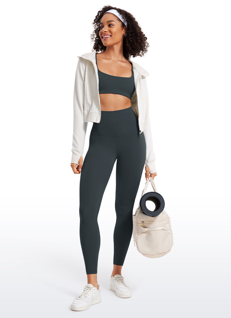 CRZ YOGA Quần legging yoga nữ kiểu Lounge Super High Rise, chất liệu vải dệt kim co giãn ( Butterluxe ), chiều dài 25 inch, màu xanh lá đậm