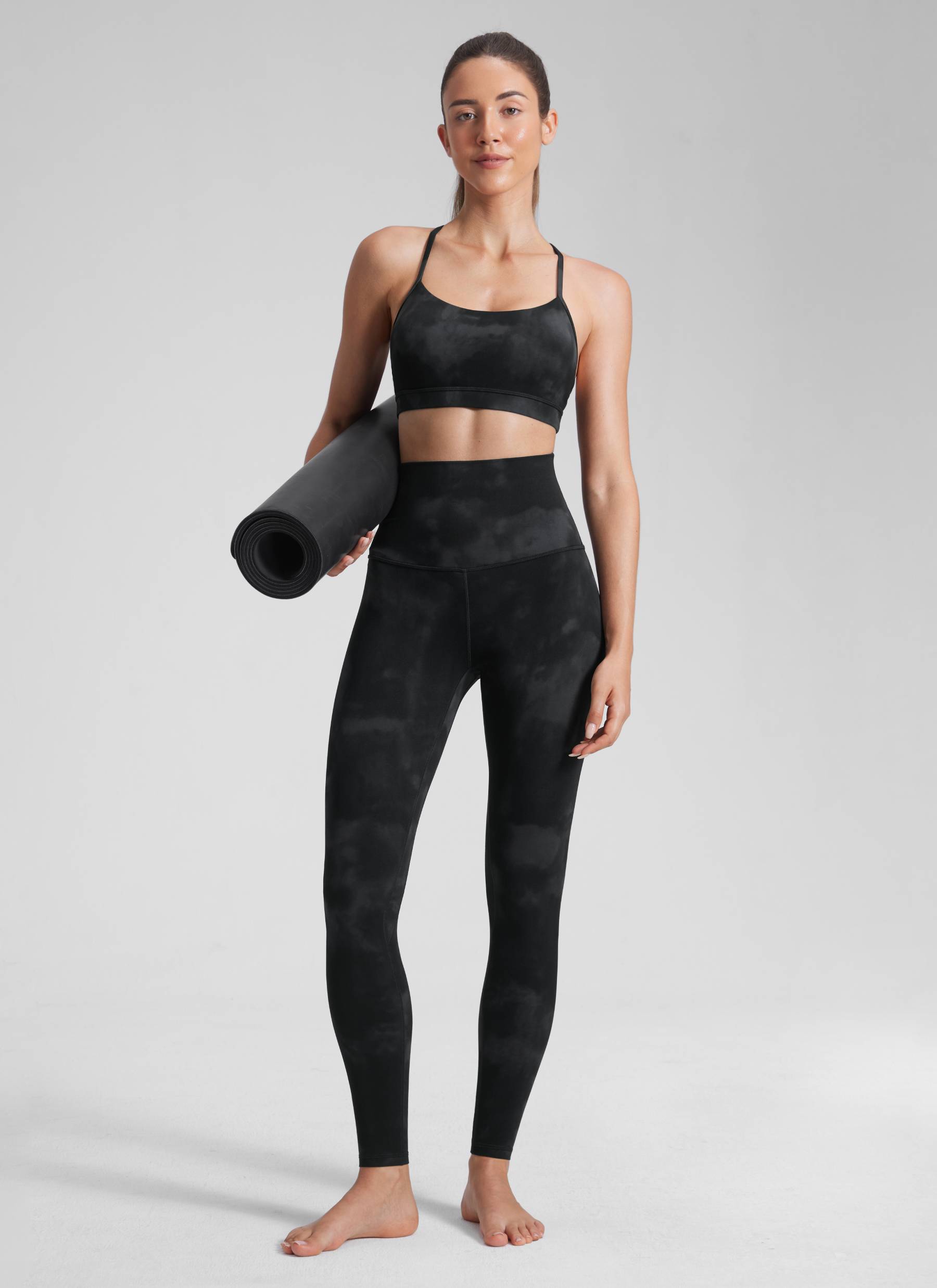 Quần Legging Yoga Nữ CRZ YOGA Cạp Siêu Cao Butterluxe 71'' Họa Tiết Hoa Loang Đen