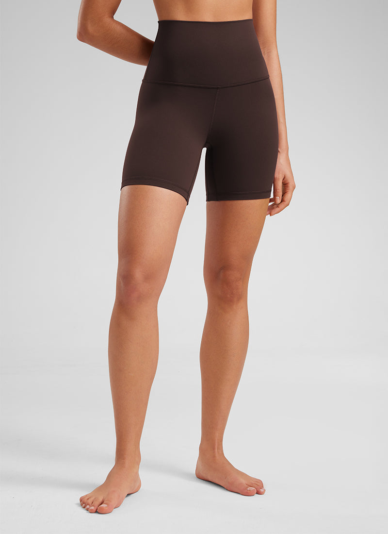 CRZ YOGA Quần short yoga nữ cạp siêu cao kiểu " Butterluxe " 6'' màu nâu sô-cô-la nóng