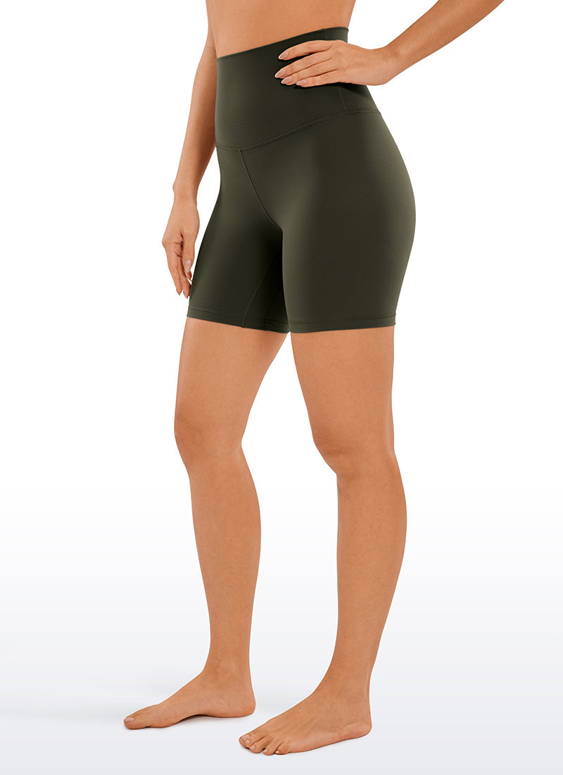 CRZ YOGA Quần short yoga nữ cạp siêu cao kiểu " Butterluxe " 6'' màu xanh ô liu