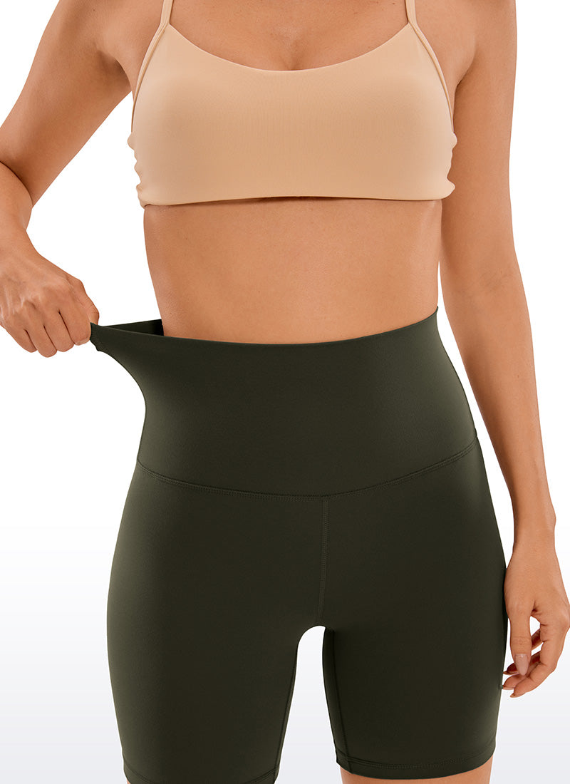 CRZ YOGA Quần short yoga nữ cạp siêu cao kiểu " Butterluxe " 6'' màu xanh ô liu
