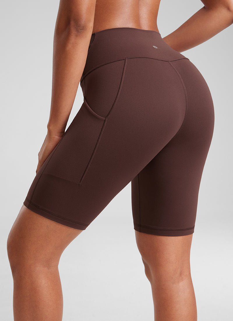 CRZ YOGA Quần short yoga nữ cạp cao kiểu biker, có túi kiểu “ Butterluxe ”, dài 8 inch, màu taupe