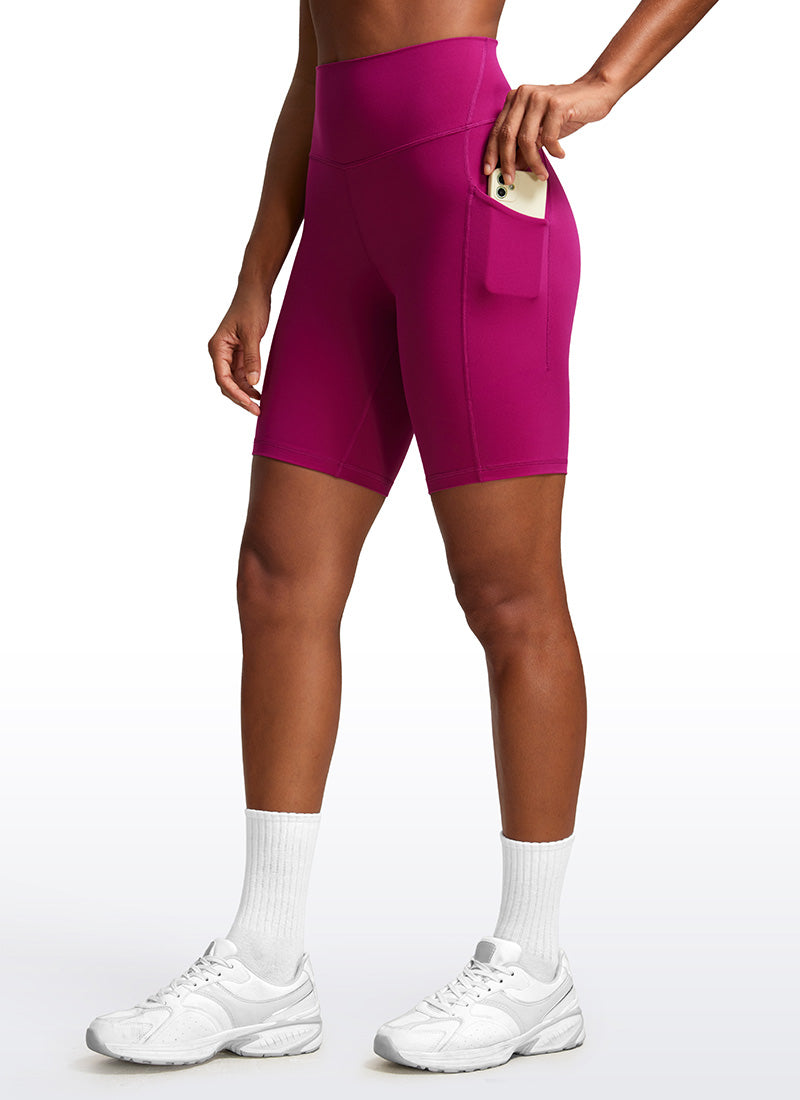 CRZ YOGA Quần short yoga nữ cạp cao kiểu biker, có túi kiểu “ Butterluxe ”, dài 8 inch, màu tím magenta