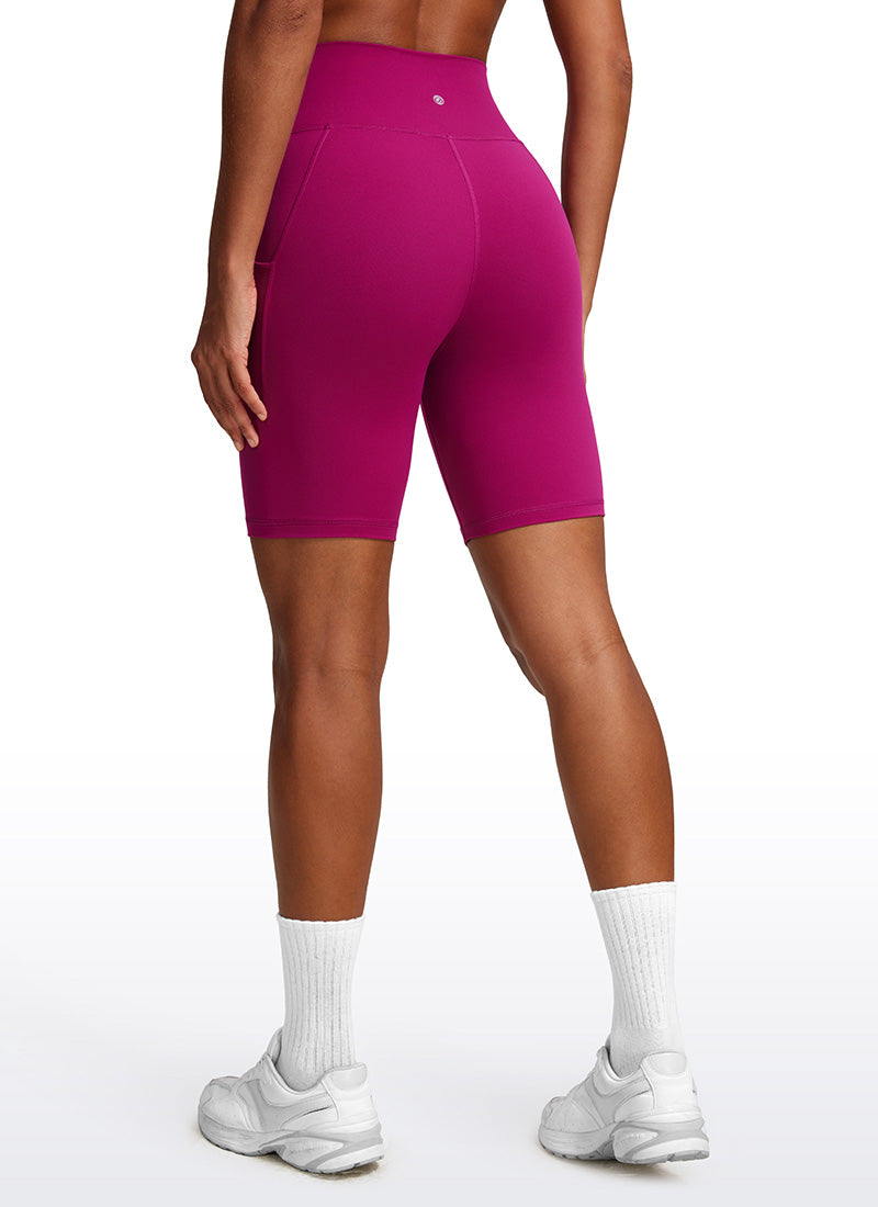 CRZ YOGA Quần short yoga nữ cạp cao kiểu biker, có túi kiểu “ Butterluxe ”, dài 8 inch, màu tím magenta