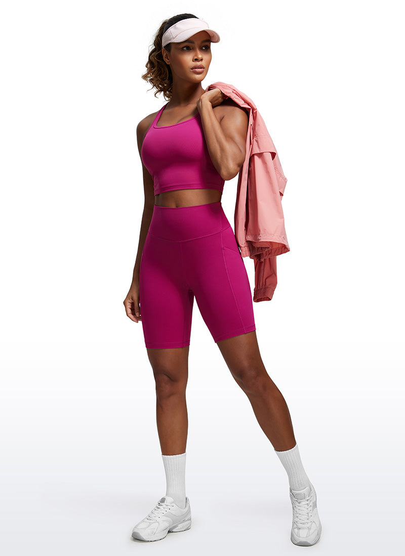 CRZ YOGA Quần short yoga nữ cạp cao kiểu biker, có túi kiểu “ Butterluxe ”, dài 8 inch, màu tím magenta